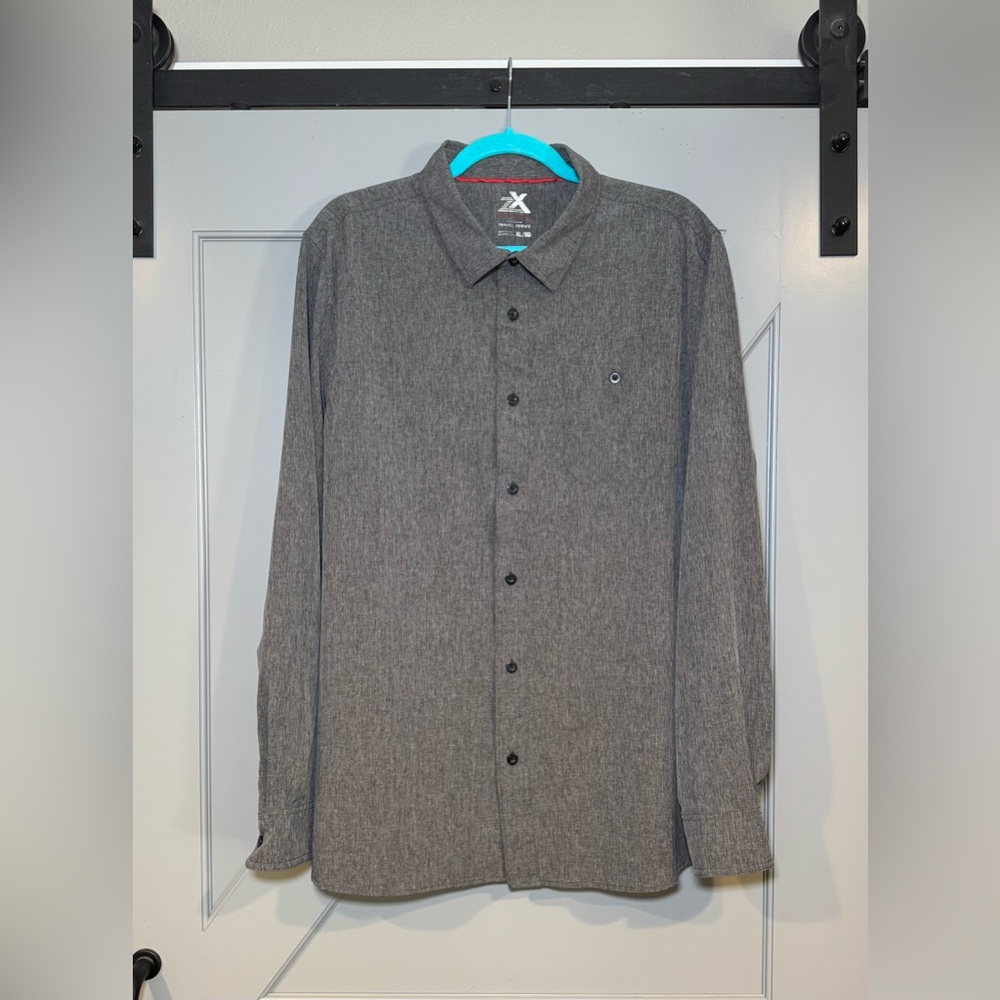 ZeroXposur Travel Series Men's Heather Gray Casual Button-Down Shirt Size XL